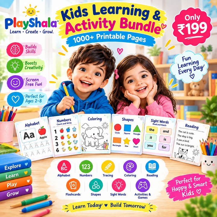 Kids Learning & Activity Bundle – Printable Worksheets for Little Learners