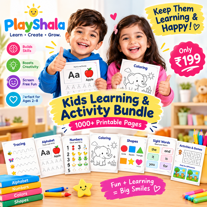 Kids Learning & Activity Bundle – Printable Worksheets for Little Learners