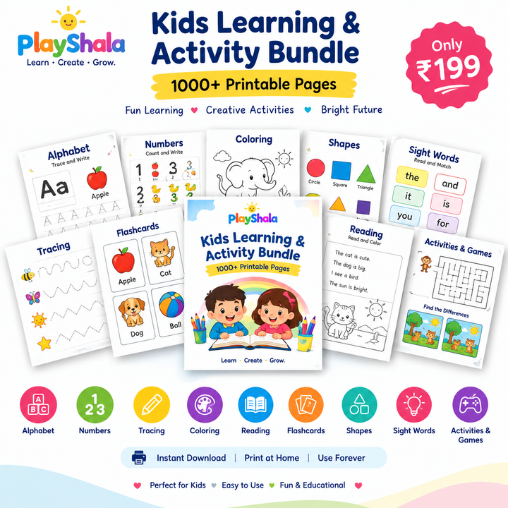 Kids Learning & Activity Bundle – Printable Worksheets for Little Learners